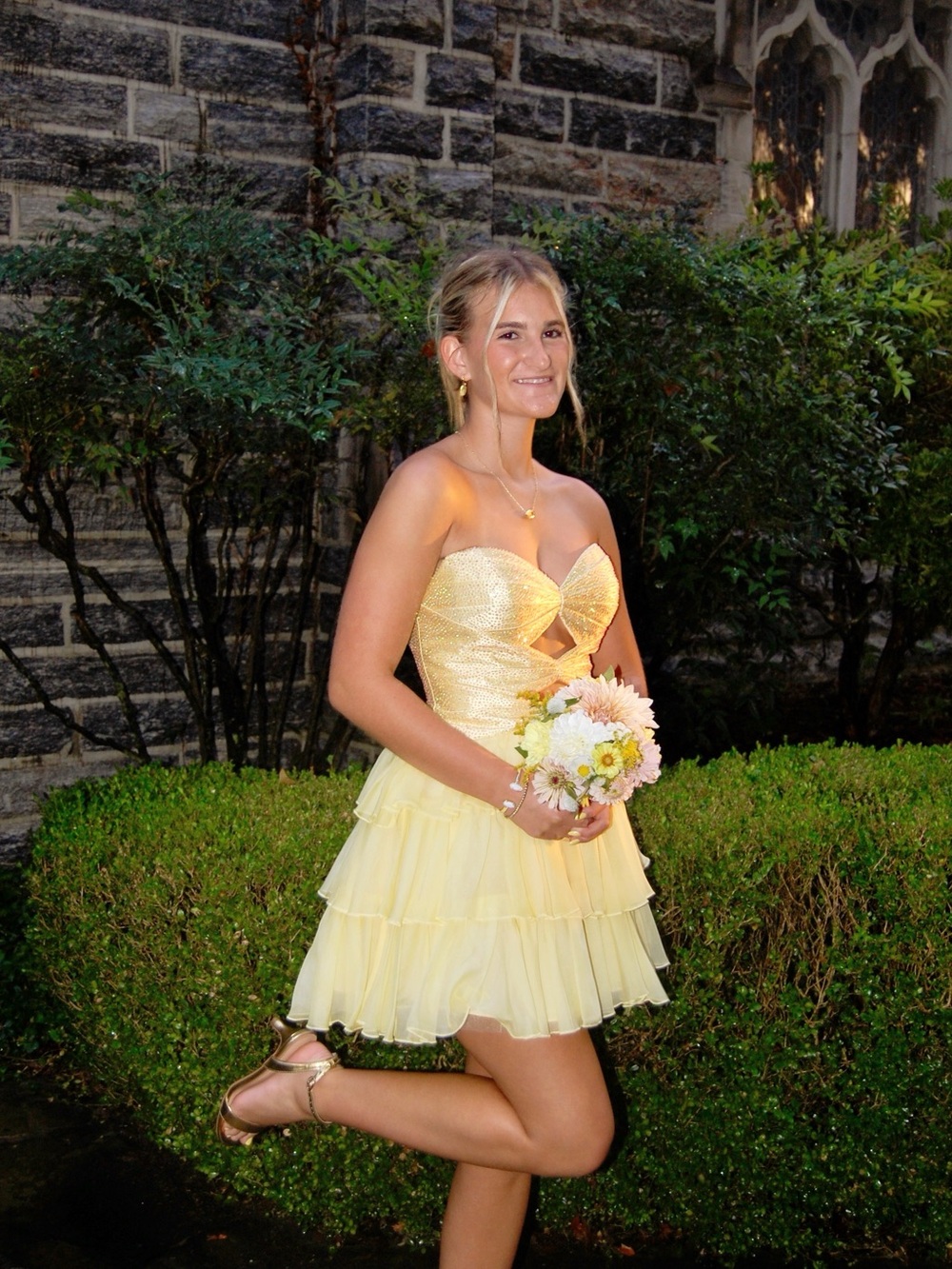Sherri Hill yellow homecoming dress